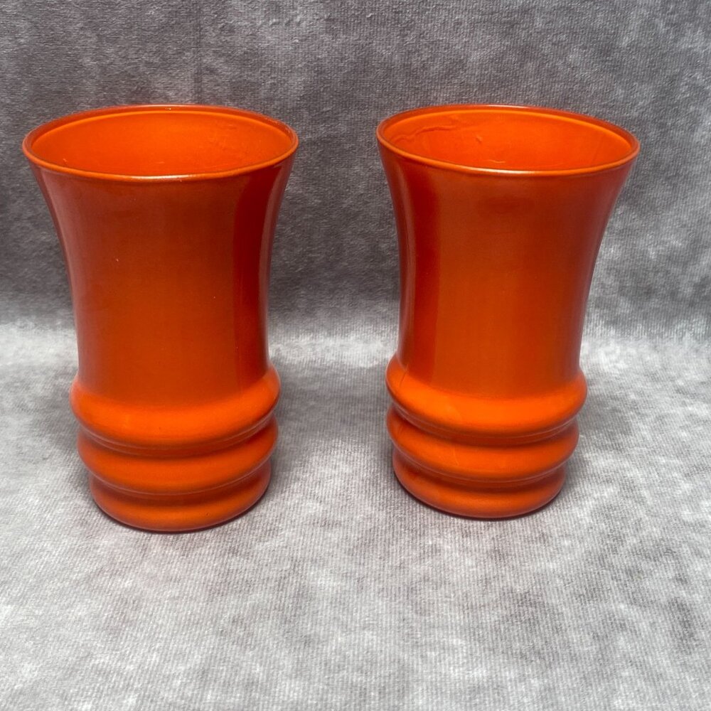 Vintage Anchor Hocking Tilt Ball Orange Ceramic Pitcher Jug & Tumblers Set - Picture 7 of 15